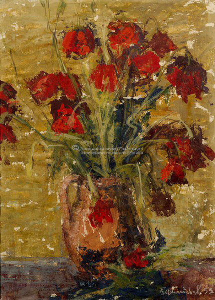 Branko Filipovic Filo, Cvijeće, ulje na papiru