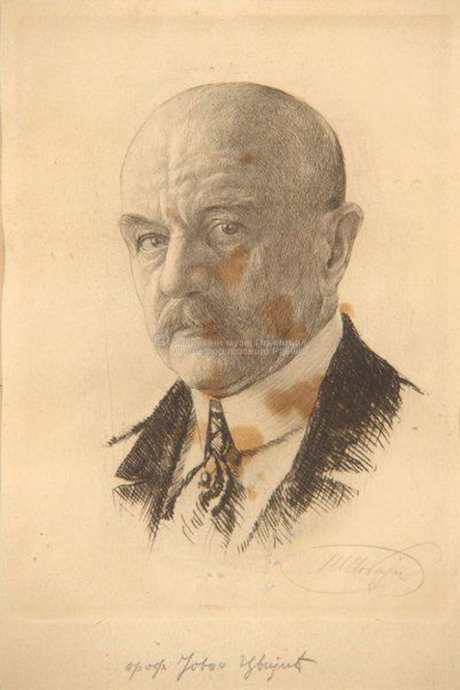 Ilija Šobajić, Portret Jovana Cvijića, suva igla